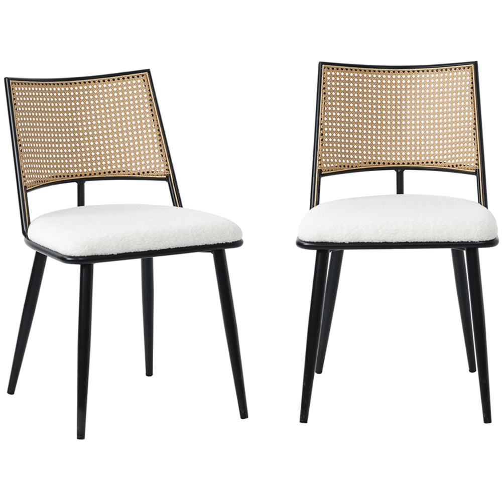Furniture One Set of 2 White Rattan Mid-Century Dining Chair Image 2