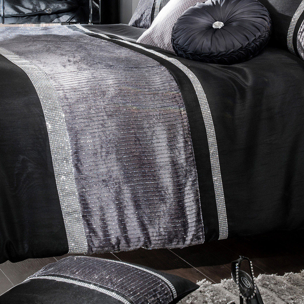 Intimates Chanelle Super King Size Black Diamante-Style Embellished Duvet Cover Set Image 3