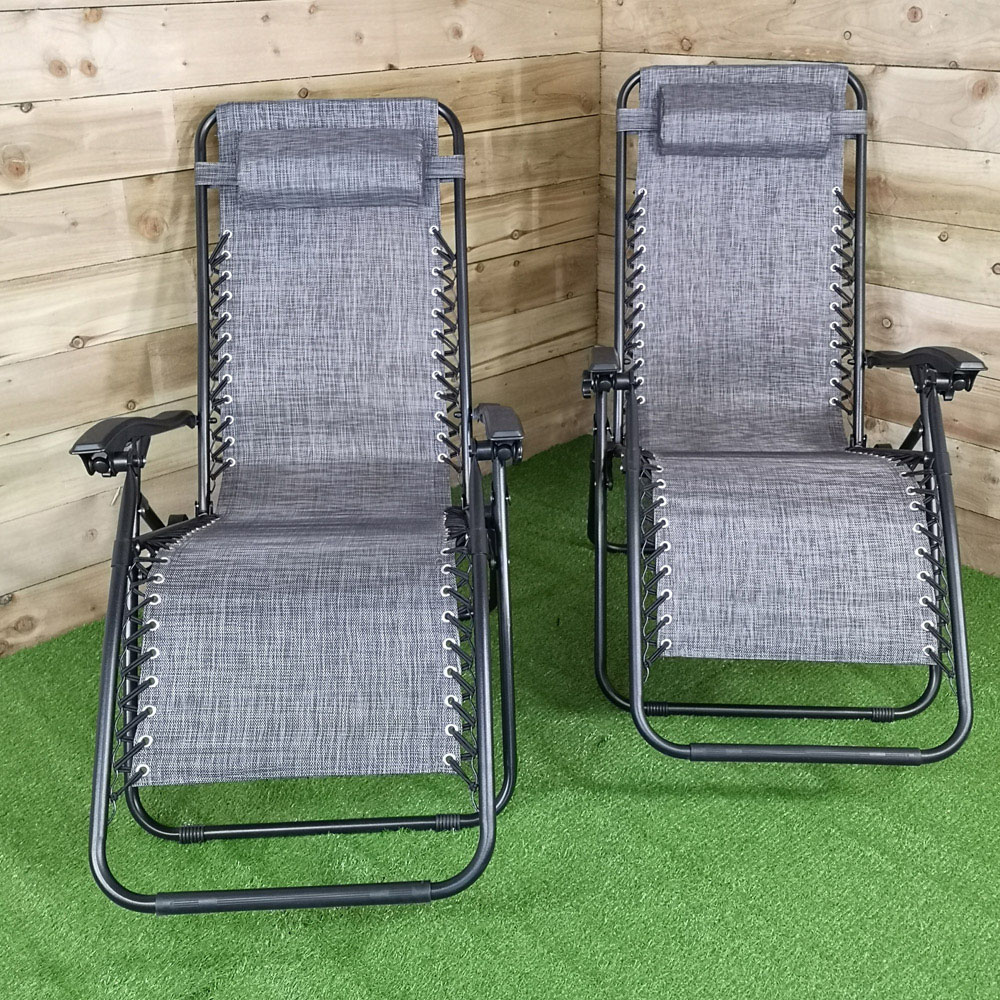 Samuel Alexander Set of 2 Grey Textoline Multi Position Garden Relaxer Chair Image 3