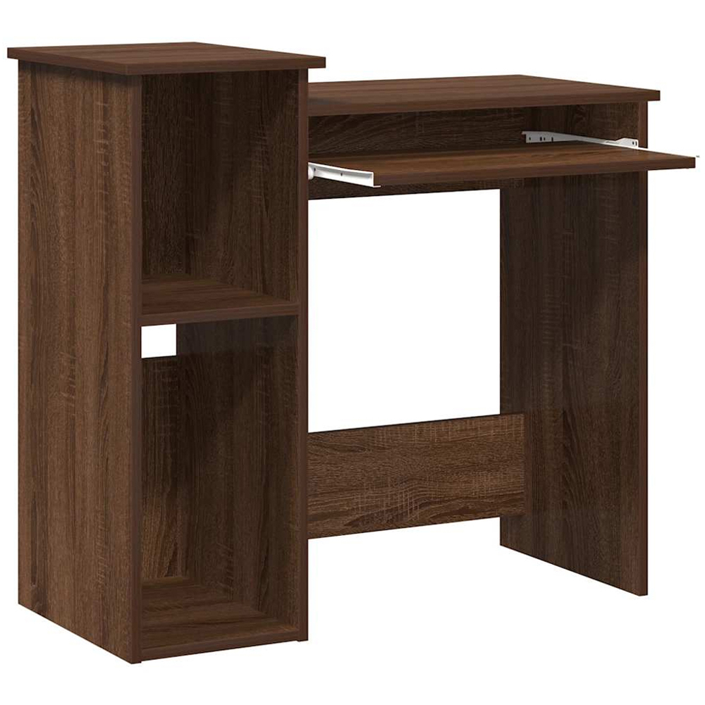 vidaXL 2 Shelf Computer Desk with Keyboard Tray Brown Oak Image 3