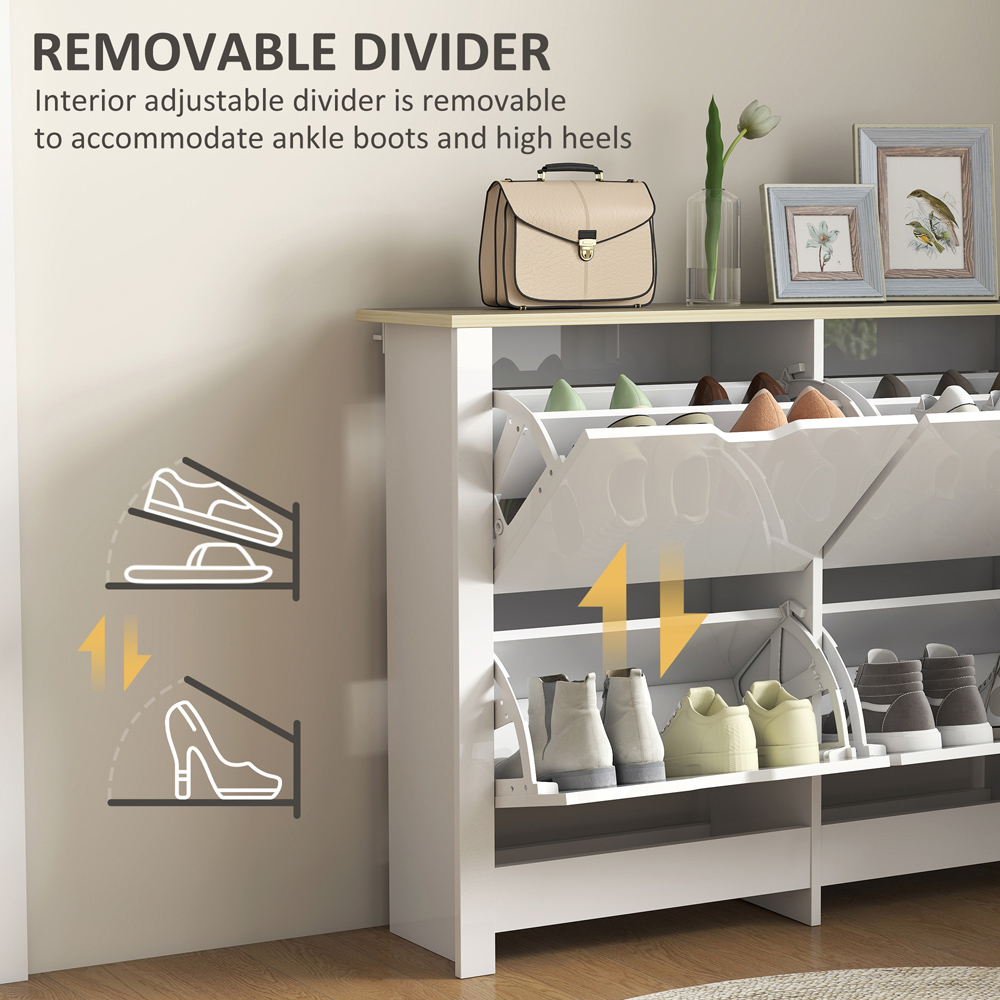 Portland 4 Flip Down Drawer White Shoe Cabinet Image 7
