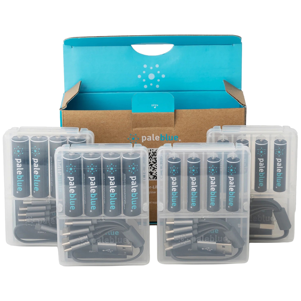 Paleblue AA and AAA 16 Pack Lithium-Ion Rechargeable Batteries Sustainability Kit Image 1