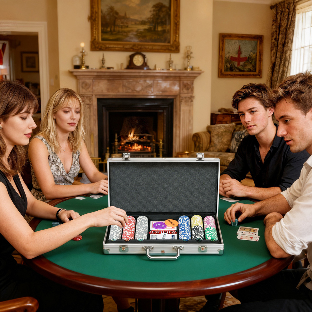 SPORTNOW 300 Piece Poker Chips Set with Mat Aluminium Case and 2 Decks of Cards Image 4