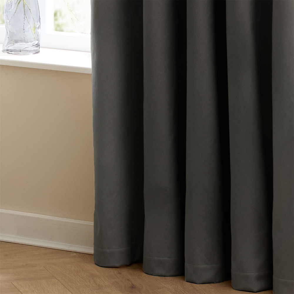 Furn The Ultimate Charcoal Velvet Fully Lined Pencil Pleat Curtains 168 x 137cm Image 4