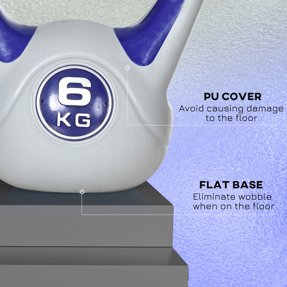 SPORTNOW Purple and Grey Kettle Bell with Handle 6kg Image 6