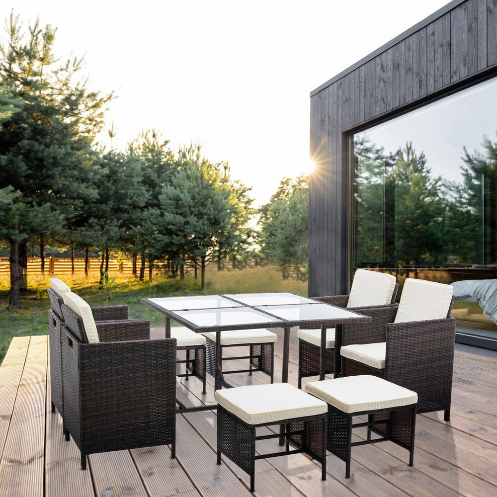 Cuba 8 Seater Brown Rattan Outdoor Dining Set Image 8
