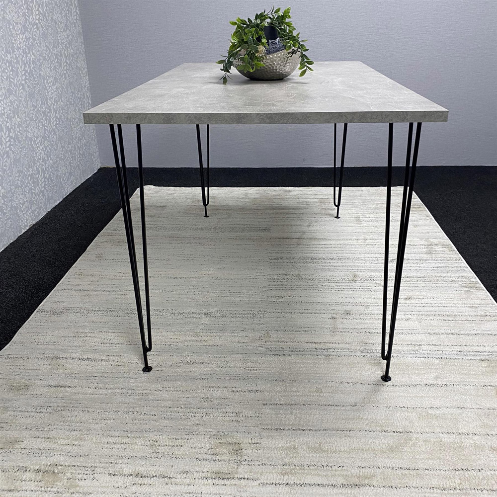 Kosy Koala 4 Seater Rectangular Dining Table with Hairpin Legs Light Stone Grey Image 5