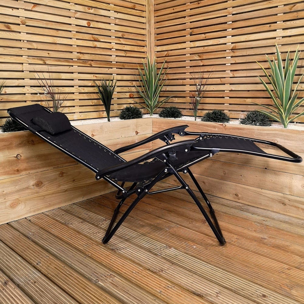 Samuel Alexander Black Multi Position Textoline Garden Lounger Image 5