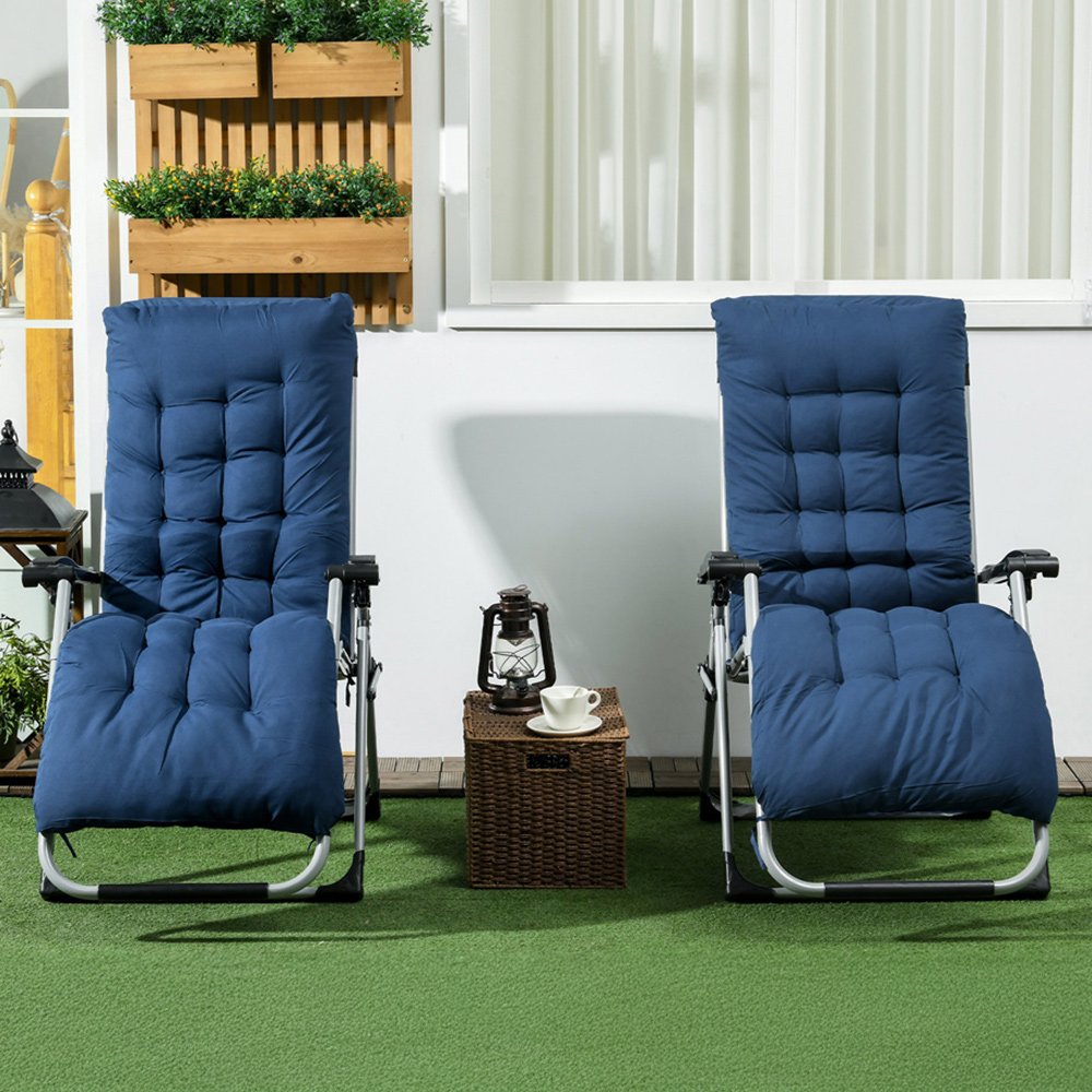 Outsunny Blue Zero Gravity Reclining Folding Lounger Set of 2 Image 1