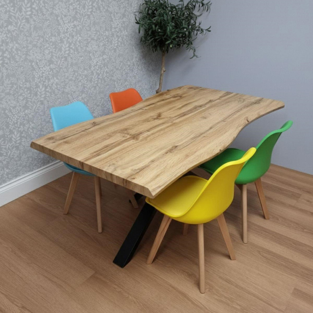 Portland 4 Seater Faux Leather Plastic Wooden Dining Set Multicolour Image 2