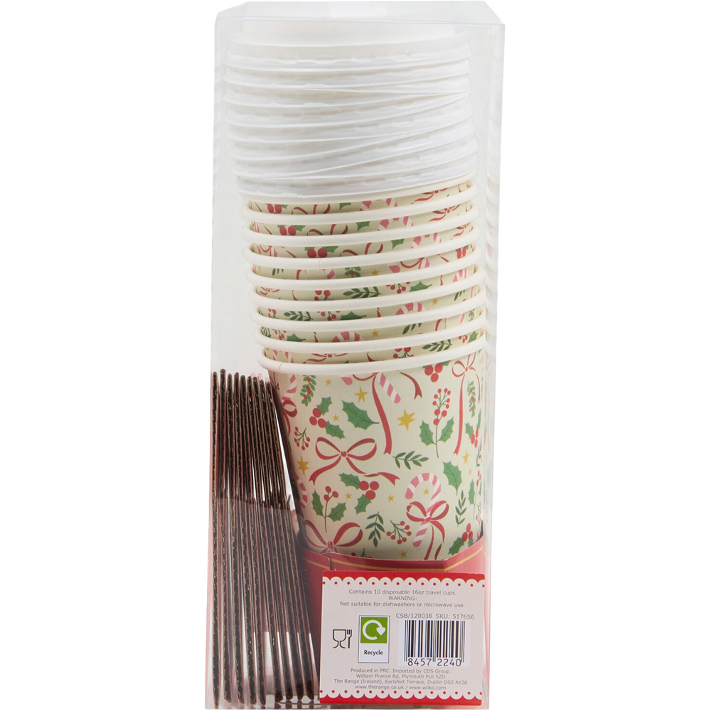 Pack of 10 Christmas Bow Travel Cups Image 4