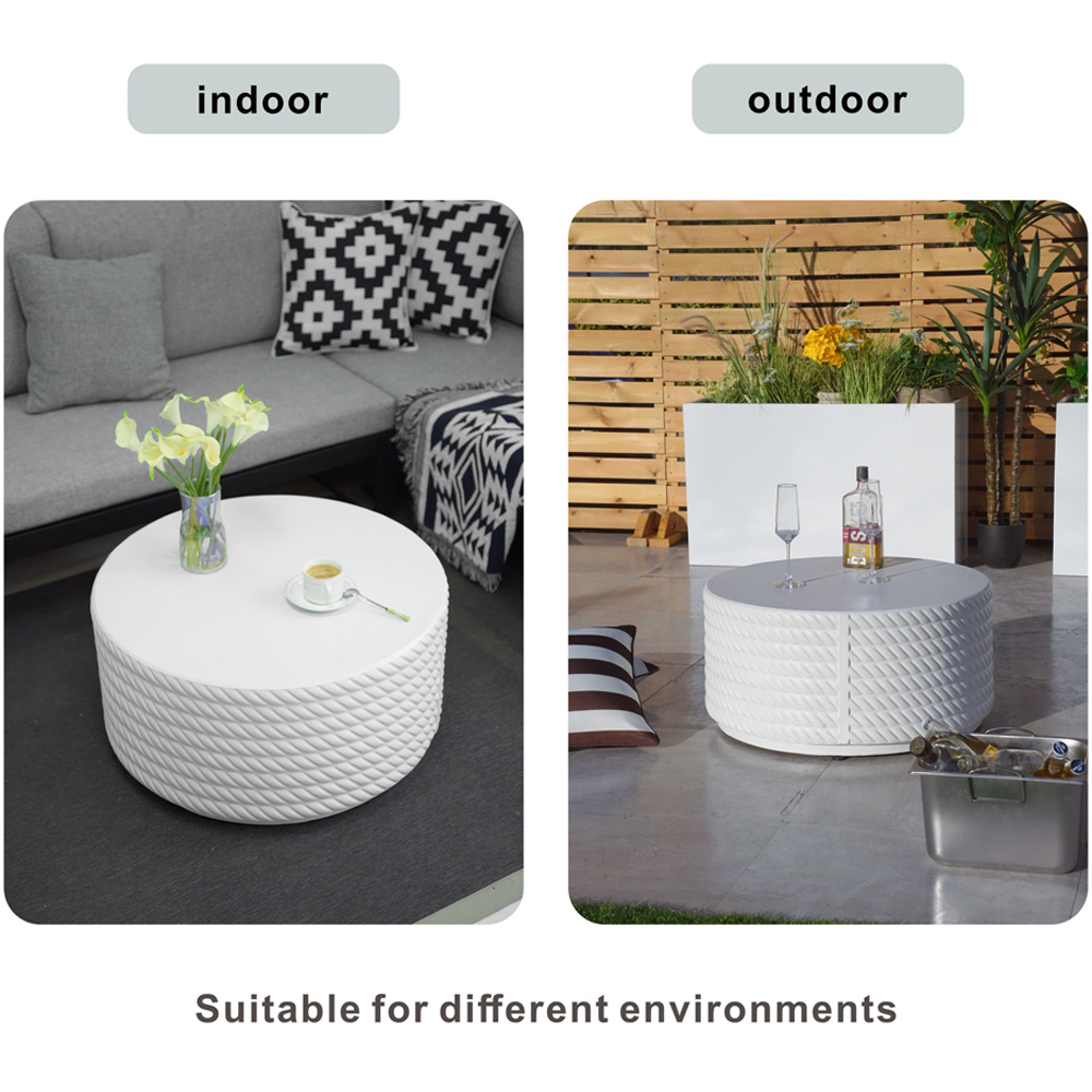 Direct Wicker White Textured Round Coffee Table Image 6