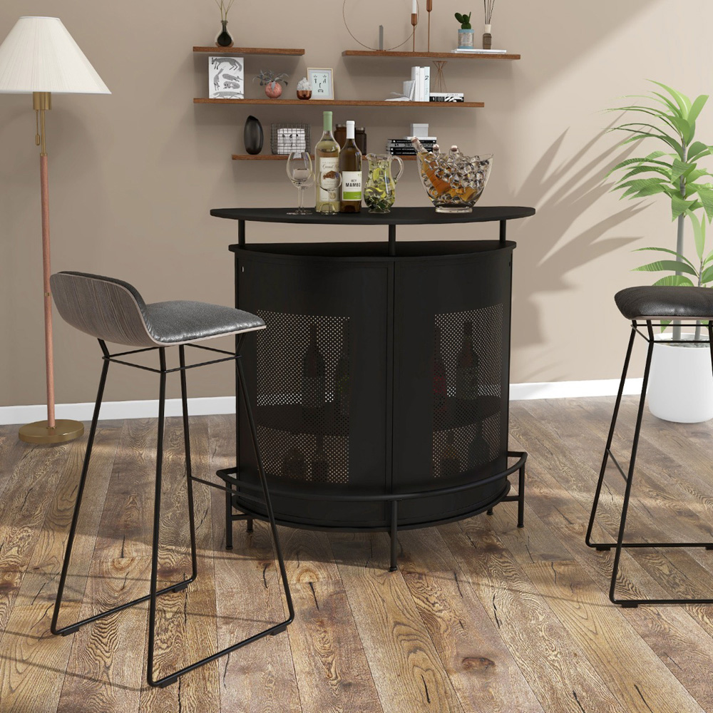 Costway 4 Shelf Black Bar Table Image 5