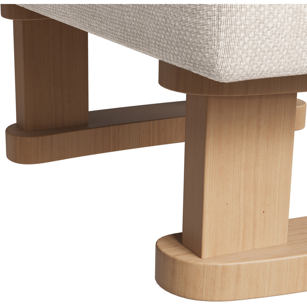 Living and Home Beige Linen Rectangle Footstool Image 5