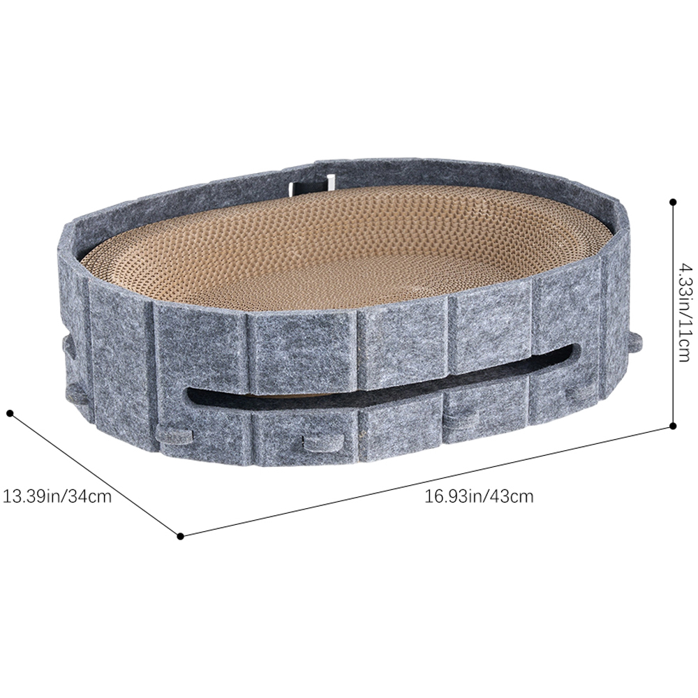 H&O Direct 3-in-1 Oval Cat Scratching Board with Ball Track Image 6