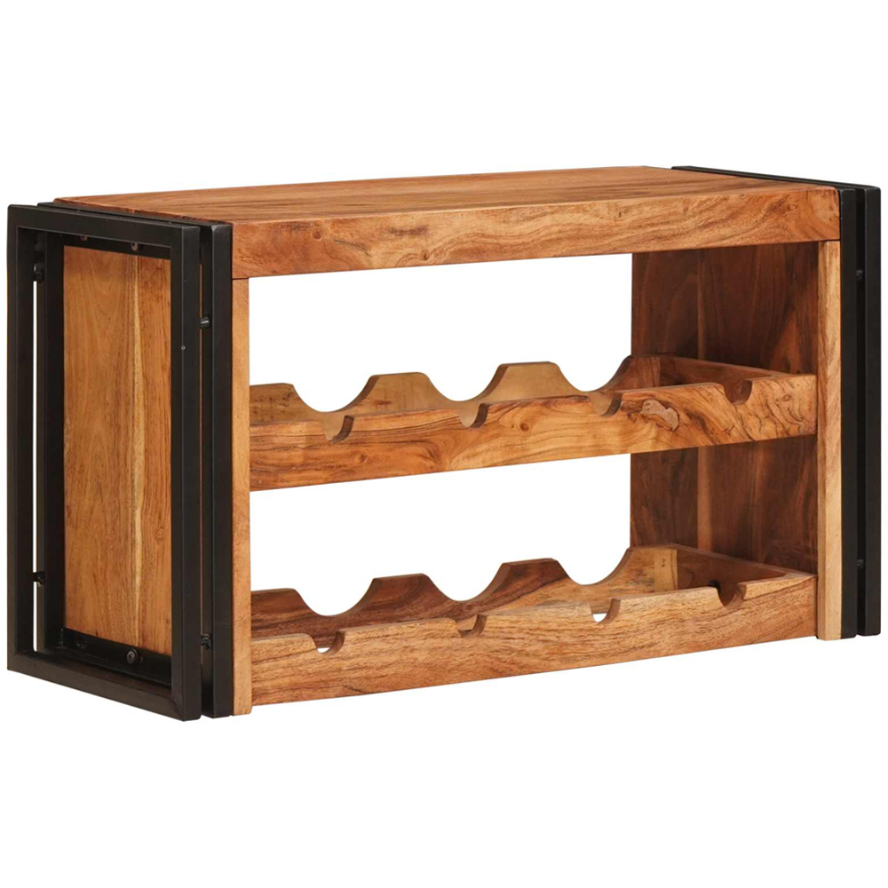 vidaXL 8 Bottle Brown Solid Acacia Wood Wall Mounted Wine Rack Image 5