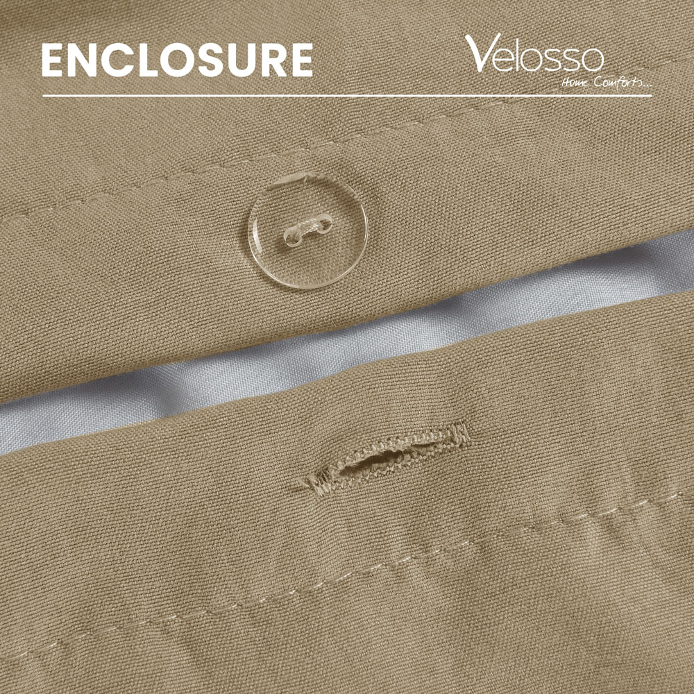 Velosso Washed Linen Look Double Beige Duvet Set Image 3