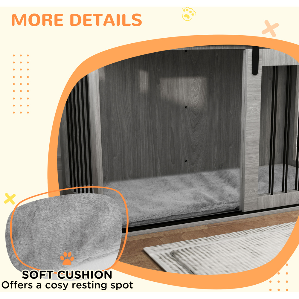 PawHut Dog Grey Extra Large Dog Crate with Removable Cushion Image 7