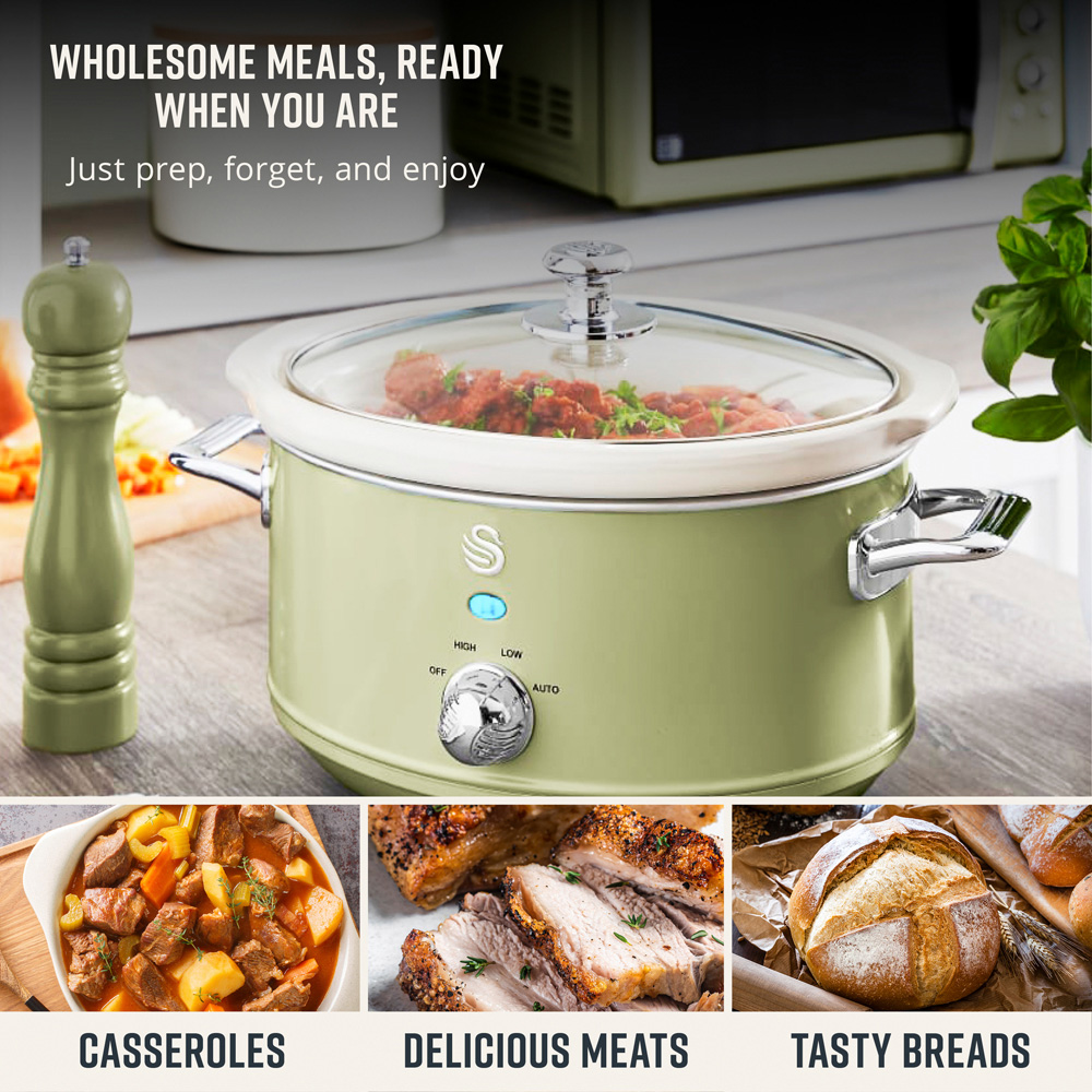 Swan SF17021GN Retro Green 3.5L Slow Cooker Image 4