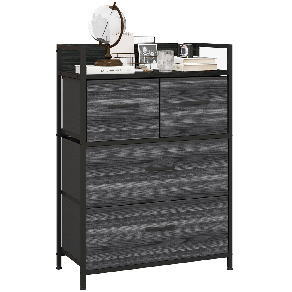 HOMCOM 4 Drawer Black Bedroom Chest of Drawers Image 2