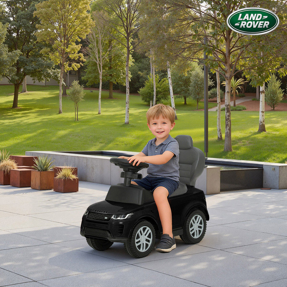 Tommy Toys AIYAPLAY 2-in-1 Black Licensed Land Rover Baby Push Car with Guardrail Image 3