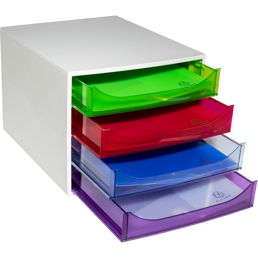 Exacompta EcoBox Linicolor 4 Drawer Harlequin Desk Organiser Image 5