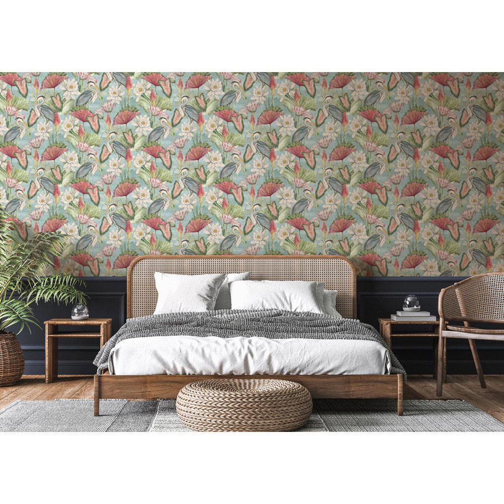 Esselle Home Waterlily Lake Soft Blue Wallpaper Image 7