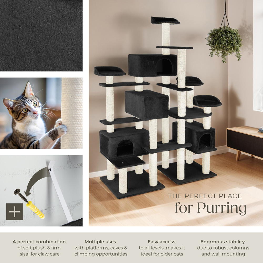 tectake Black Entissar Cat Tree 214cm Image 5