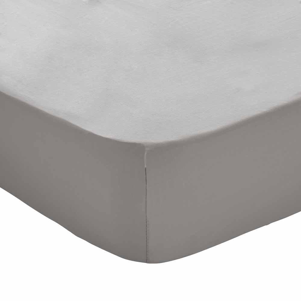 Wilko Single Silver Anti-bacterial Fitted Bed Sheet Image 1