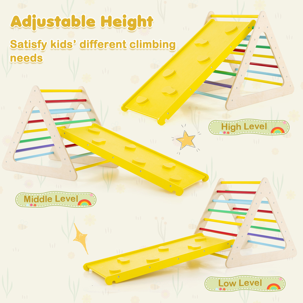 Costway Natural 6 in 1 Set of 5 Toddler Triangle Climber Image 5