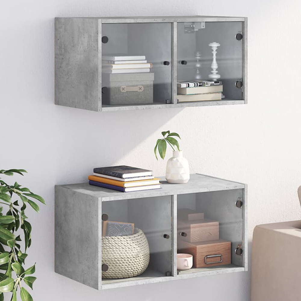 vidaXL 2 Door Concrete Grey Wall Cabinet Set of 2 Image 1