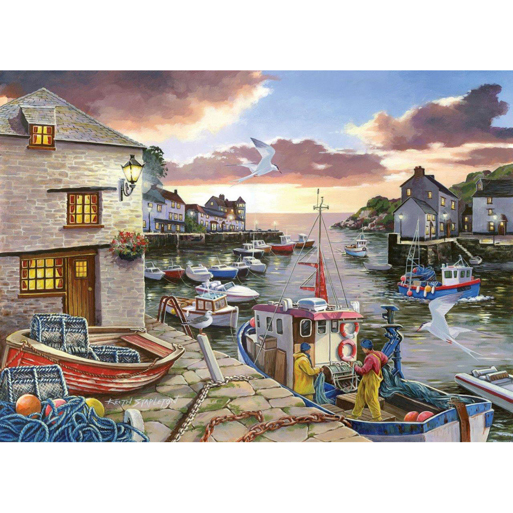 The House of Puzzles Harbour Lights 250 Piece Big Jigsaw Puzzle Image