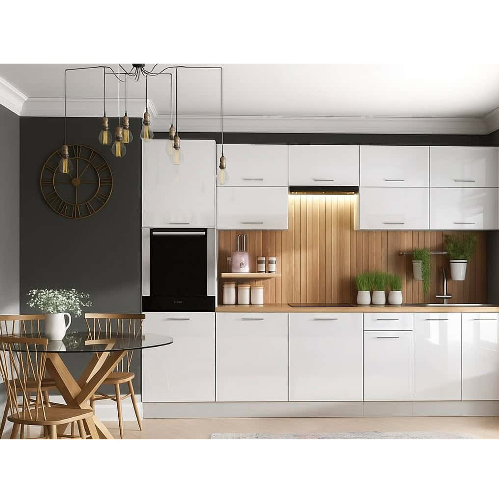 Impact Furniture Ella 2 Door Single Shelf White Gloss Eye Level Kitchen Oven Housing Unit 600mm Image 3