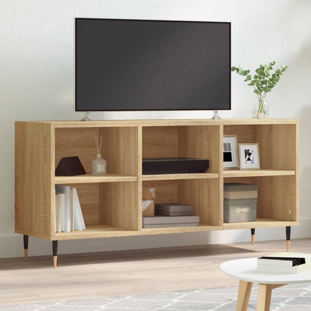 vidaXL 6 Shelf Sonoma Oak TV Cabinet Image 1