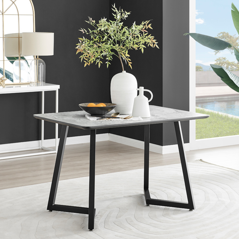 Furniturebox Copeland Valera Marble Effect 4 Seater Dining Set White Cream and Gold Image 2