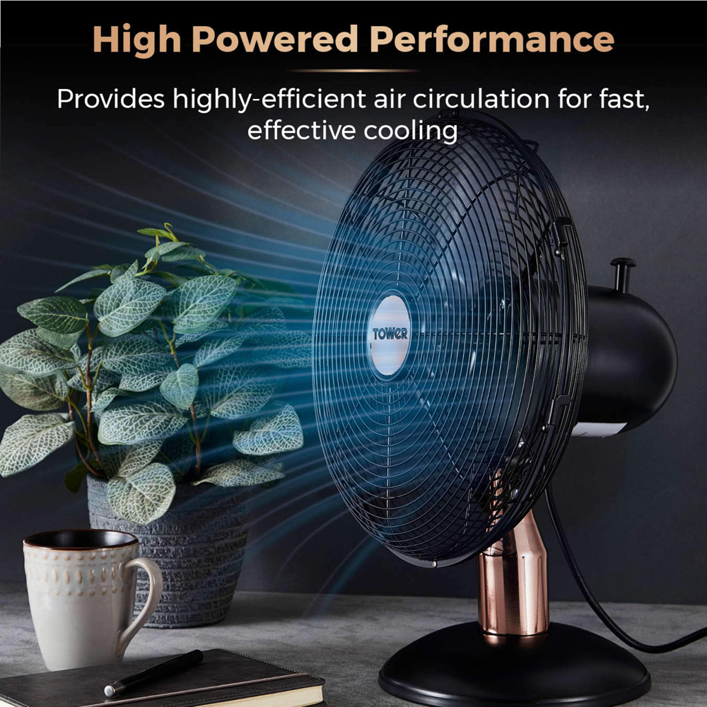 Tower Cavaletto 12 inch Black Metal Desk Fan Image 8