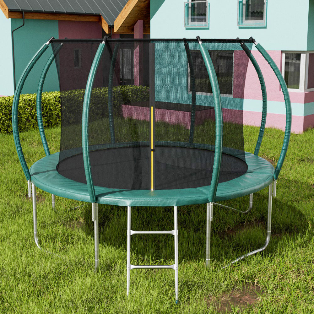 H&O Direct 168 inch Trampoline with Enclosure Net and Ladder Image 2