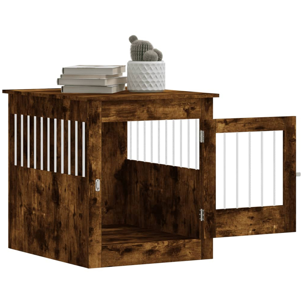 vidaXL Smoked Oak Processed Wood Dog Crate Furniture 64.5 x 80 x 71cm Image 4