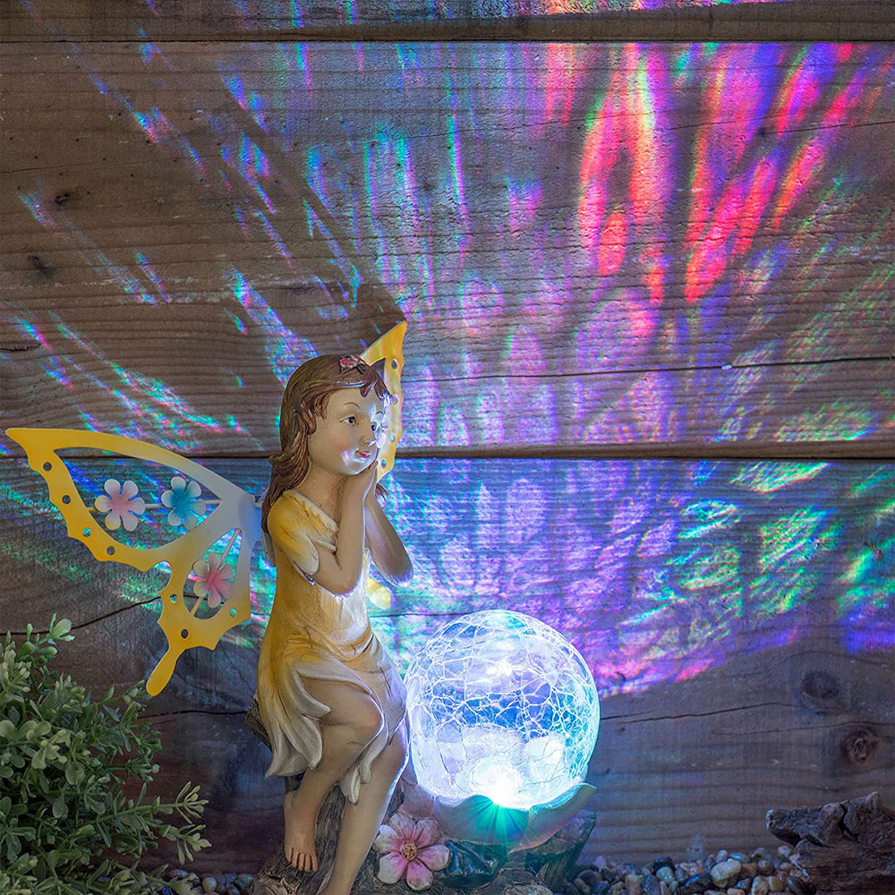 wilko Solar Fairy Garden Statue with Cracked Glass Globe Image 7