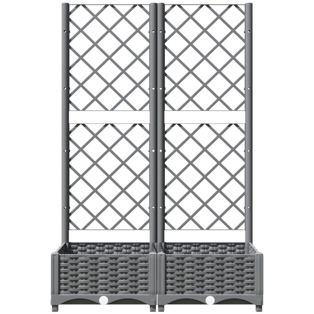 vidaXL Grey Plastic Garden Planter with Trellis 121.5 x 80 x 40cm Image 3