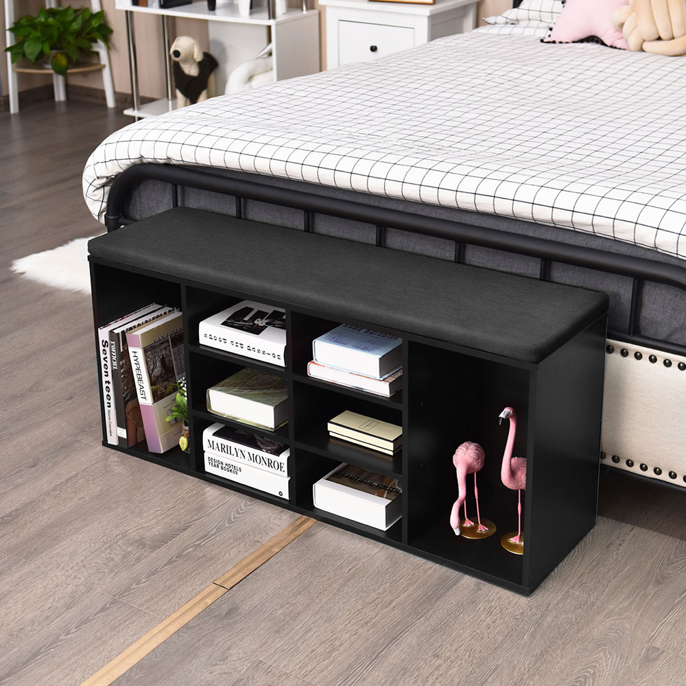 Costway 10 Cube Black Shoe Storage Bench Image 5