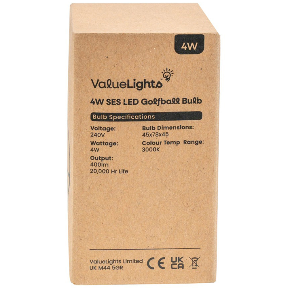 ValueLights 12 Pack E14 LED 4W 3000K Warm White Golfball Light Bulbs Image 3