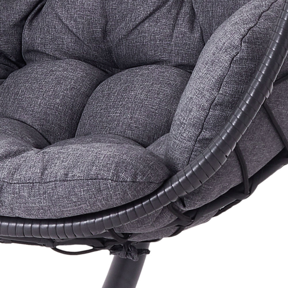 Living and Home Black Adjustable Swing Hanging Egg Chair with Cushions Image 6
