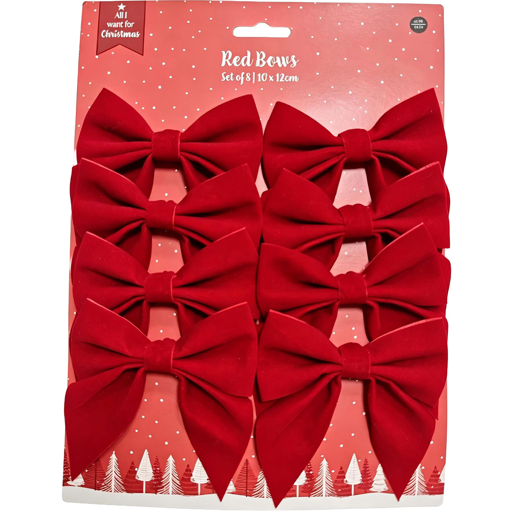 Set of 8 Decorative Bows Red Image 3