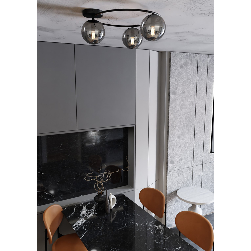 Emibig Sopra 3 Light Graphite Shade Black E14 Ceiling Light Image 7