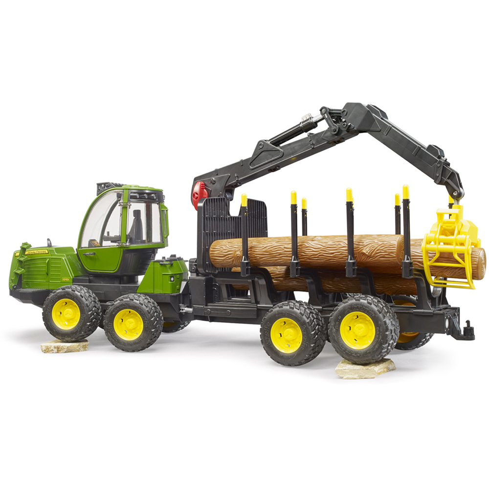 Bruder Kids John Deere 1210E Forwarder Playset Model with Grab and 4 Trunks Image 9