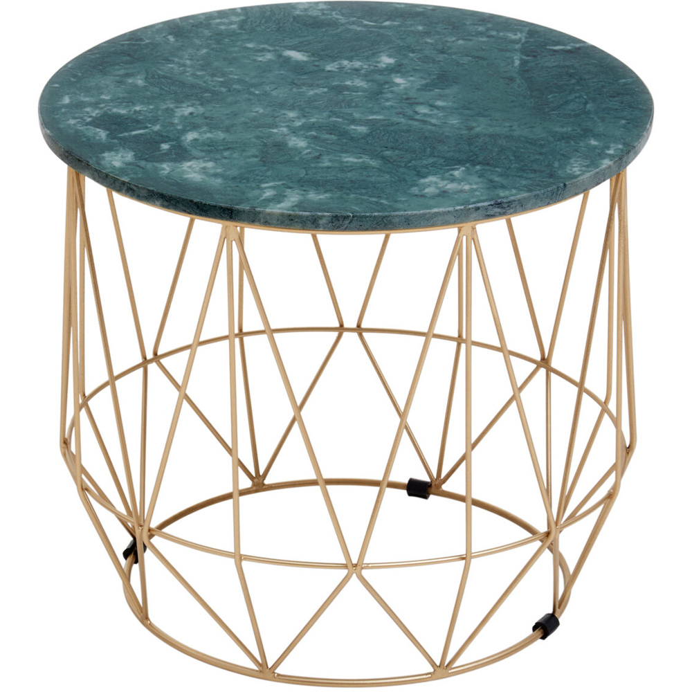 Premier Housewares Green Marble Top Round Side Table Image 2