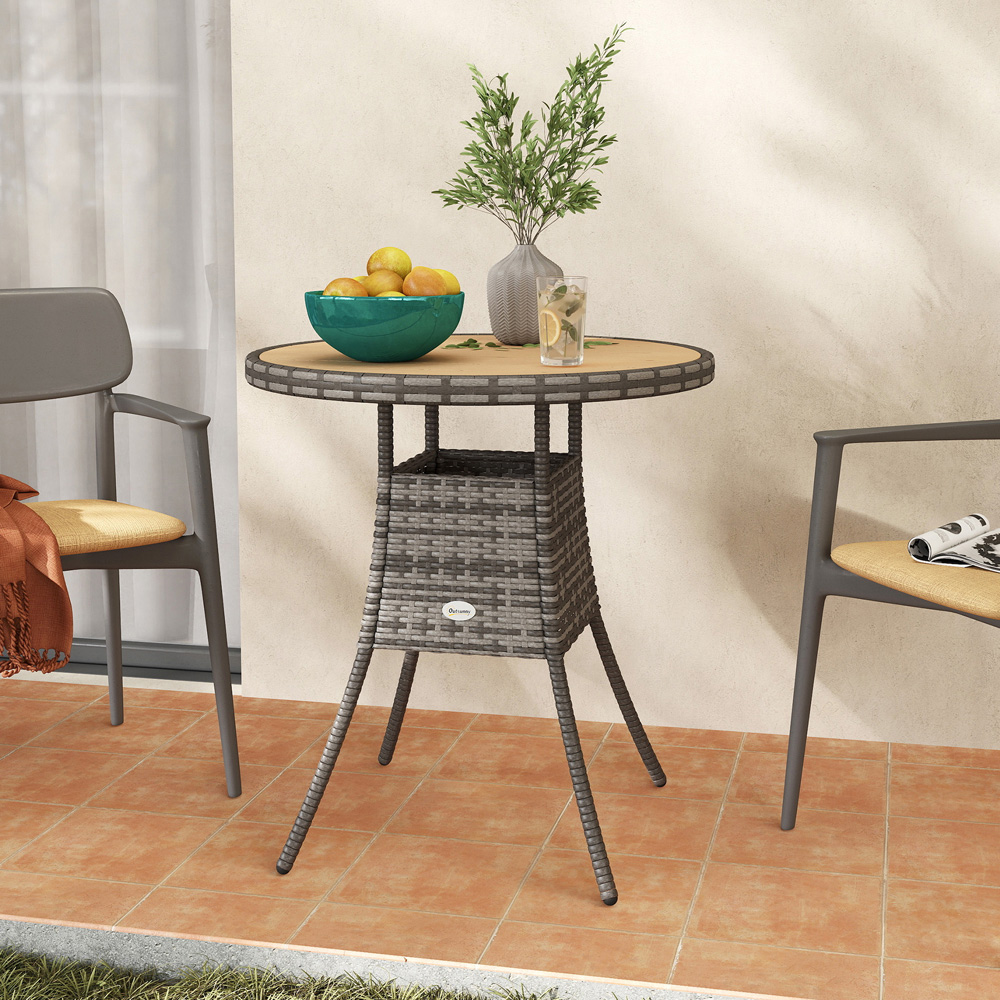 Outsunny 2 Seater PE Rattan Garden Dining Table Natural Image 3