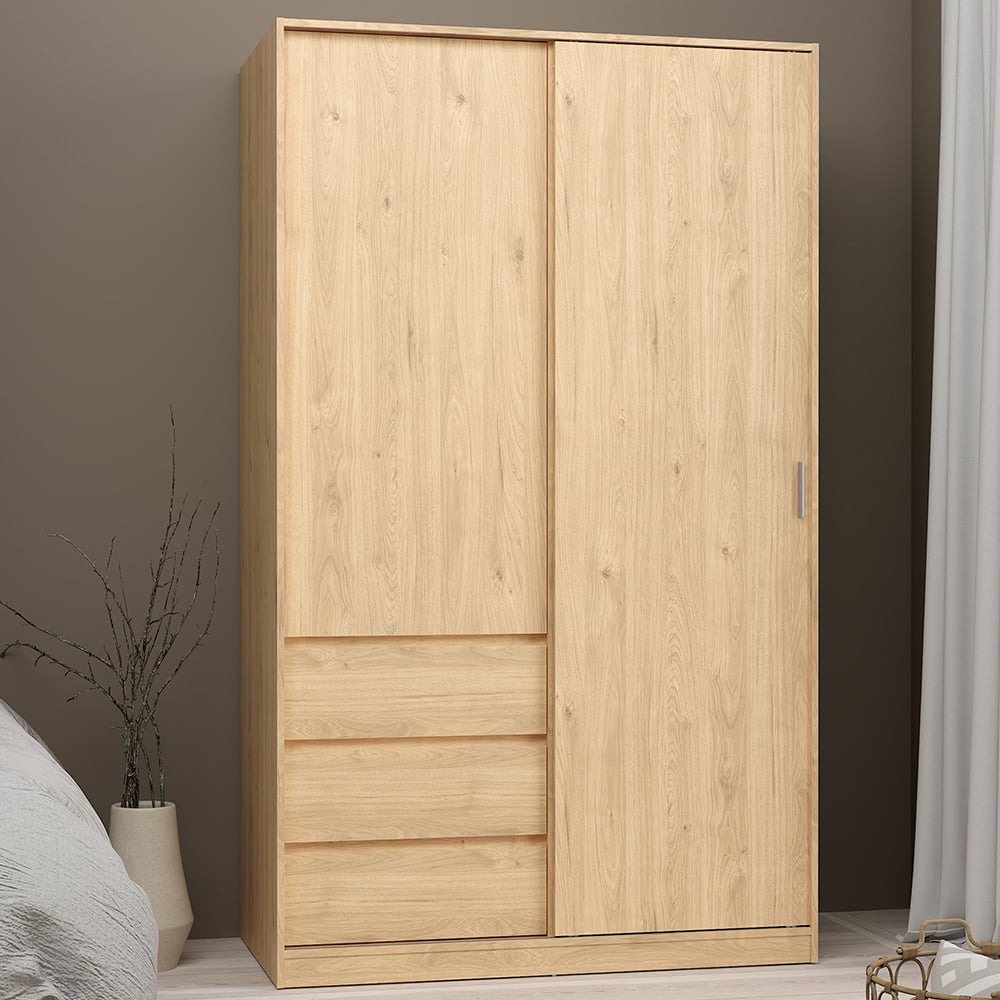 Florence 2 Door 3 Drawer Jackson Hickory Oak Sliding Wardrobe Image 1