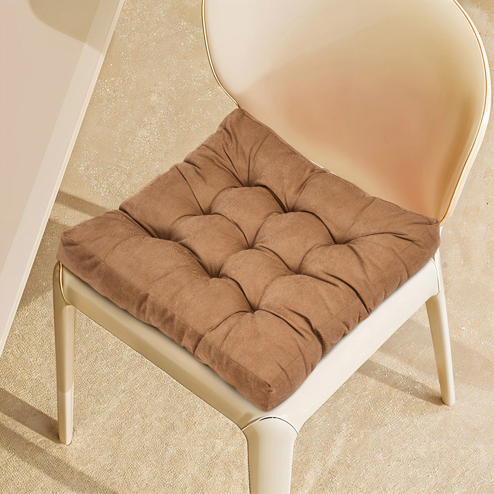 Living and Home Light Coffee Soft Corduroy Chair Cushion 55 x 55cm Image 7